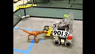 Students presenting robot to mentors